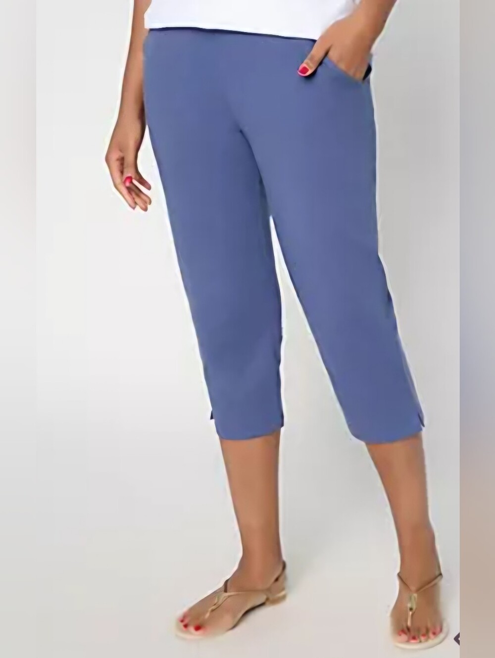 Indigo Duo Stretch Capri Pants New Denim&co Size XS